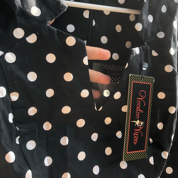 Voodoo Vixen Black white polka dot wiggle dress XL BNWT - Picture 4 of 5